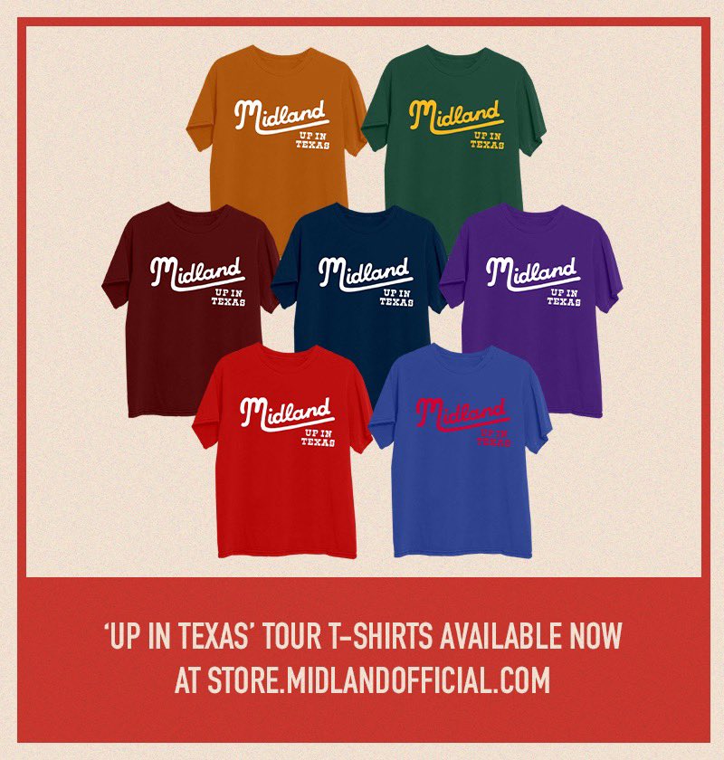 See y’all Up In Texas this week. We’ve got some fresh fashuuun for you. Gear up for the tour at the link below 🐊🐊🐊 Midland ‘Up In Texas’ Official Merch: store.midlandofficial.com/products/up-in…