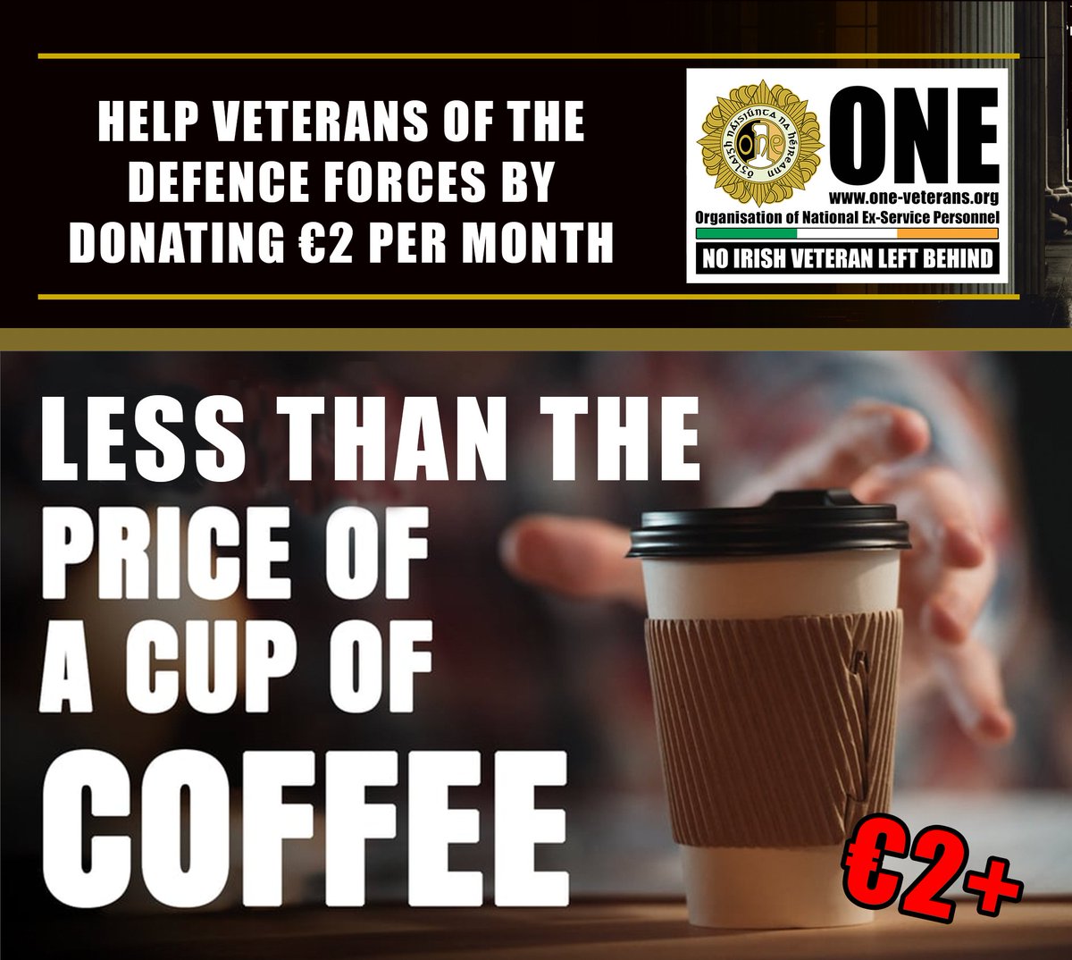 Help #Homeless #DefenceForces #Veterans by donating €2 per month ONE provides 18,615 bed nights a year, homes in Dublin, Letterkenny, Athlone & Cobh. Set up regular donations (monthly/quarterly/yearly) online: one-veterans.org/donate/ More info here: one-veterans.org/help-veterans-…