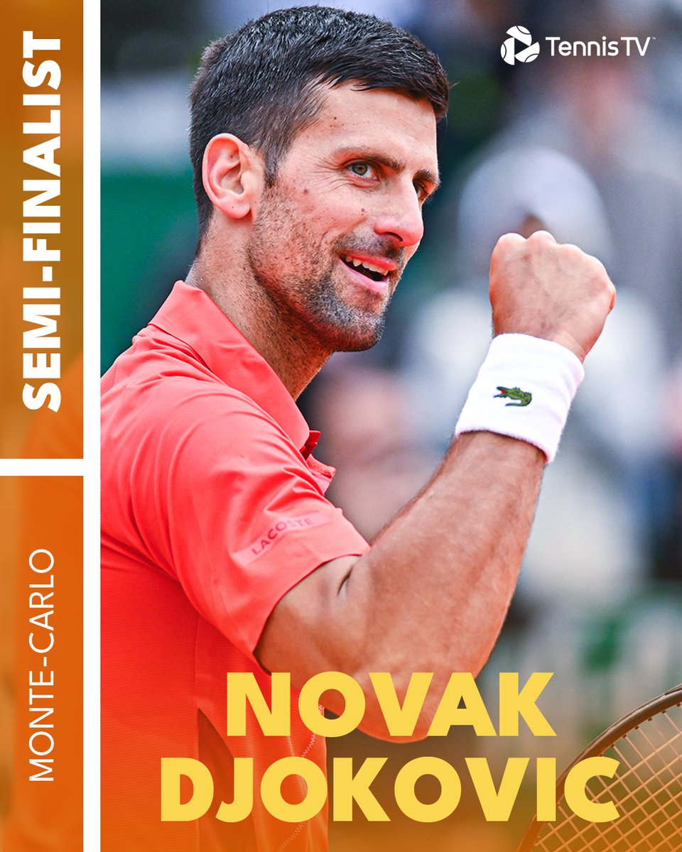 Back where he belongs 💪 @DjokerNole reaches the #RolexMonteCarloMasters semi-finals for the first time since 2015!