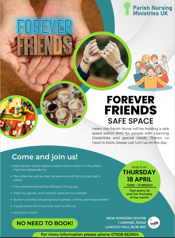 Forever Friends Safe Space for people with learning disabilities. @SouthNottsPBP @NHSNotts @NHSNottsCounty