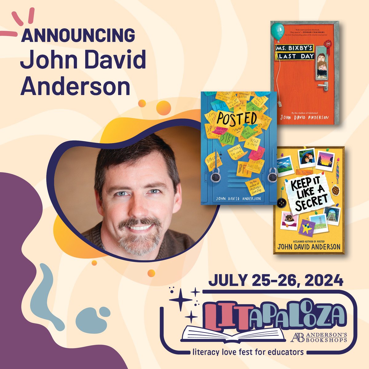 #LITfriday means more author announcements! YOU can meet John David Anderson @anderson_author when you attend our lovefest for literacy - LITapalooza! Spend two days learning at this educator-focused conference! REGISTER HERE: LITapalooza2024.eventcombo.com