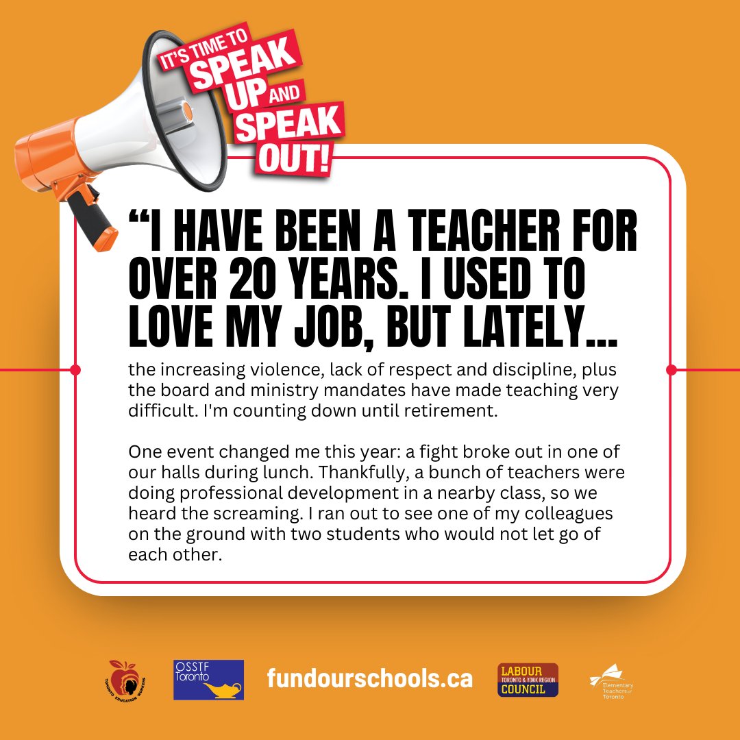 It's time to Take Action to #FundOurSchools. You can start by sending a letter to Stephen Lecce, Doug Ford, and your MPP. ➡️ Send Your Letter here: fundourschools.ca/take-action