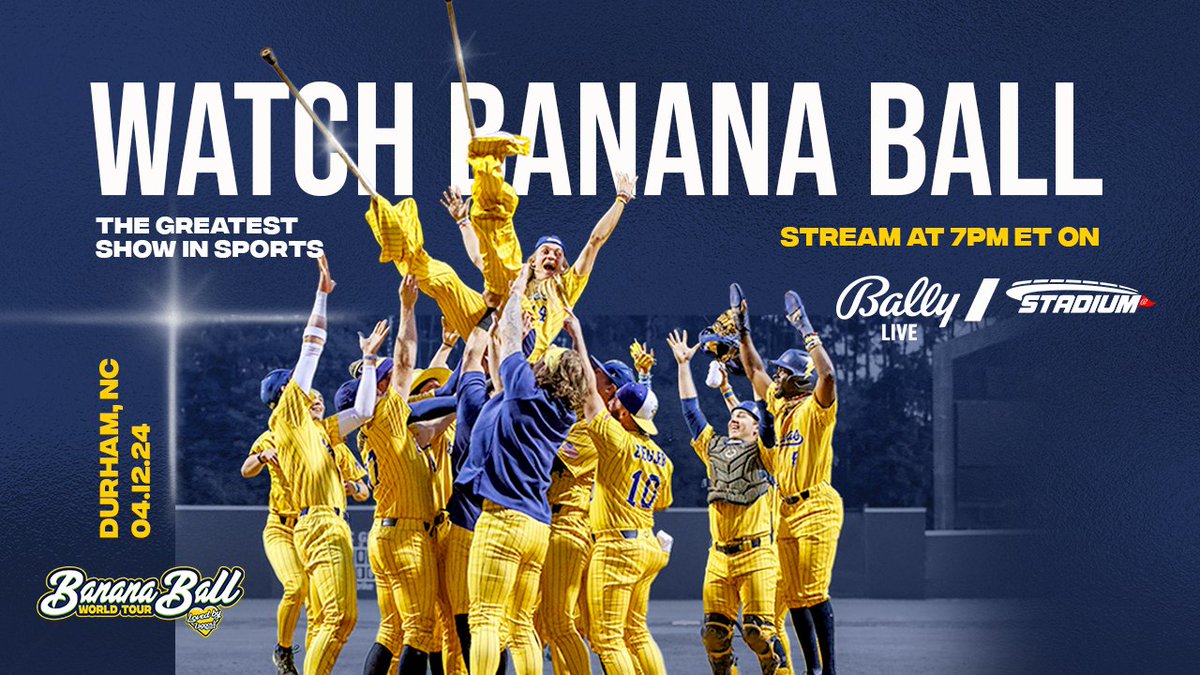 The Greatest Show in Sports is coming to you live from Durham, NC. Watch tonight's game on Bally Live or Stadium!🍌🐂 How to watch: Download Bally Live or the Stadium app! Stream online at watchstadium.com Stream on your smart TV with the Stadium app!