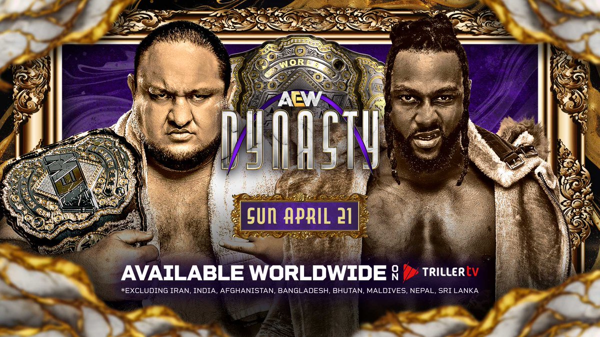 #AEWDynasty is 9⃣ DAYS AWAY! See it LIVE & WORLDWIDE (Including the 🇺🇸) on #TrillerTV PPV 🎤 Commentary in English/Spanish/German/French ♾️Unlimited Replays ⏪ Miss the start? Click watch from the beginning and never miss a moment APR 21 | 8pET👉 bit.ly/AEWDynasty