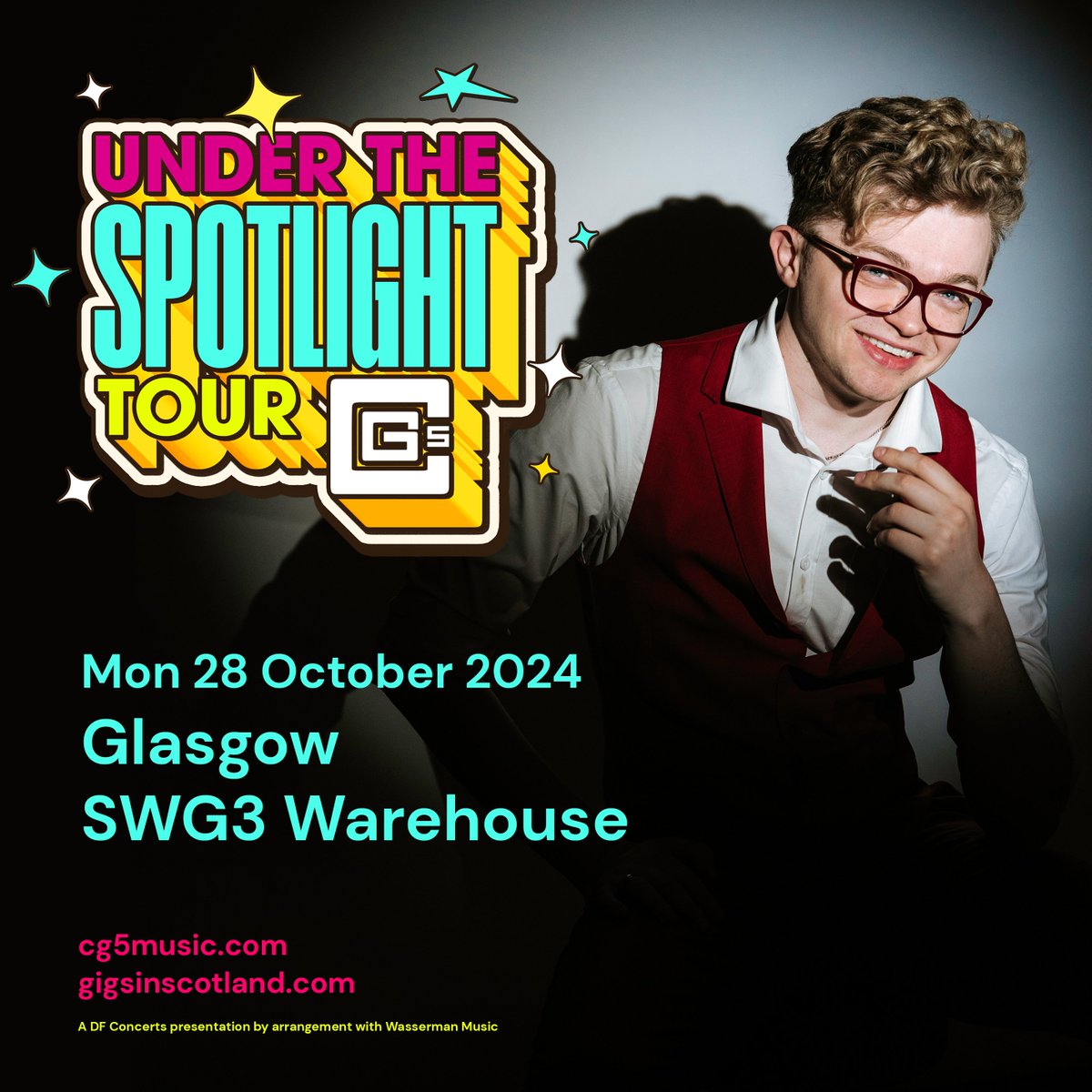 JUST ANNOUNCED 🚨» @cg5beats Under The Spotlight Tour @SWG3glasgow | 28th October 2024 MORE INFO ⇾ gigss.co/cg5