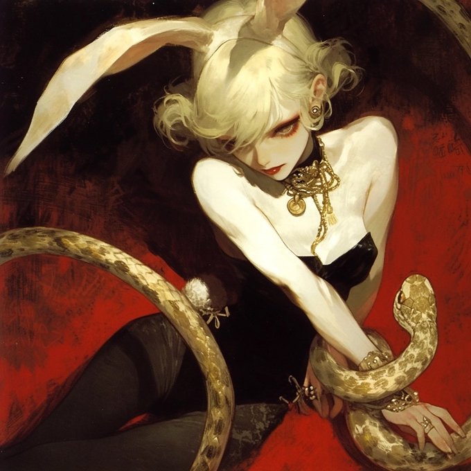 &ldquo;Seductress&rdquo; 🪢🐰🐍🪢  another style stray but I do like this. I believe I promoted Frazetta in the mix.<a href="/tag/bdsm"class="tags"><span>#bdsm</span></a><a href="/tag/girls"class="tags"><span>#girls</span></a><a href="/tag/tattoo"class="tags"><span>#tattoo</span></a><a href="/tag/snake"class="tags"><span>#snake</span></a><a href="/tag/concept"class="tags"><span>#concept</span></a><a href="/tag/digitalart"class="tags"><span>#digitalart</span></a>
