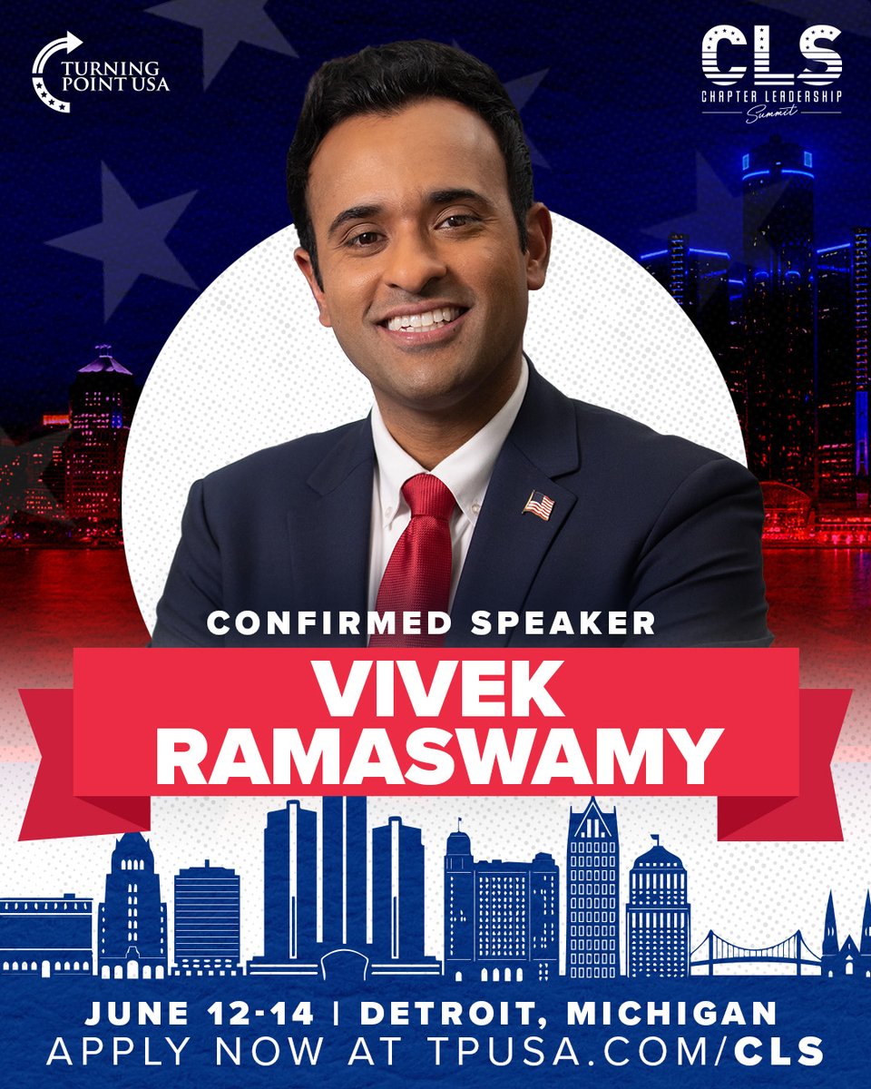 🚨CLS SPEAKER DROP🚨 American business leader, New York Times bestselling author, and former 2024 U.S. Presidential candidate, @VivekGRamaswamy will be at CLS 2024!! 🇺🇸 Get your application in NOW, you won't want to miss this in Detroit!! 🏙 submit your application at…