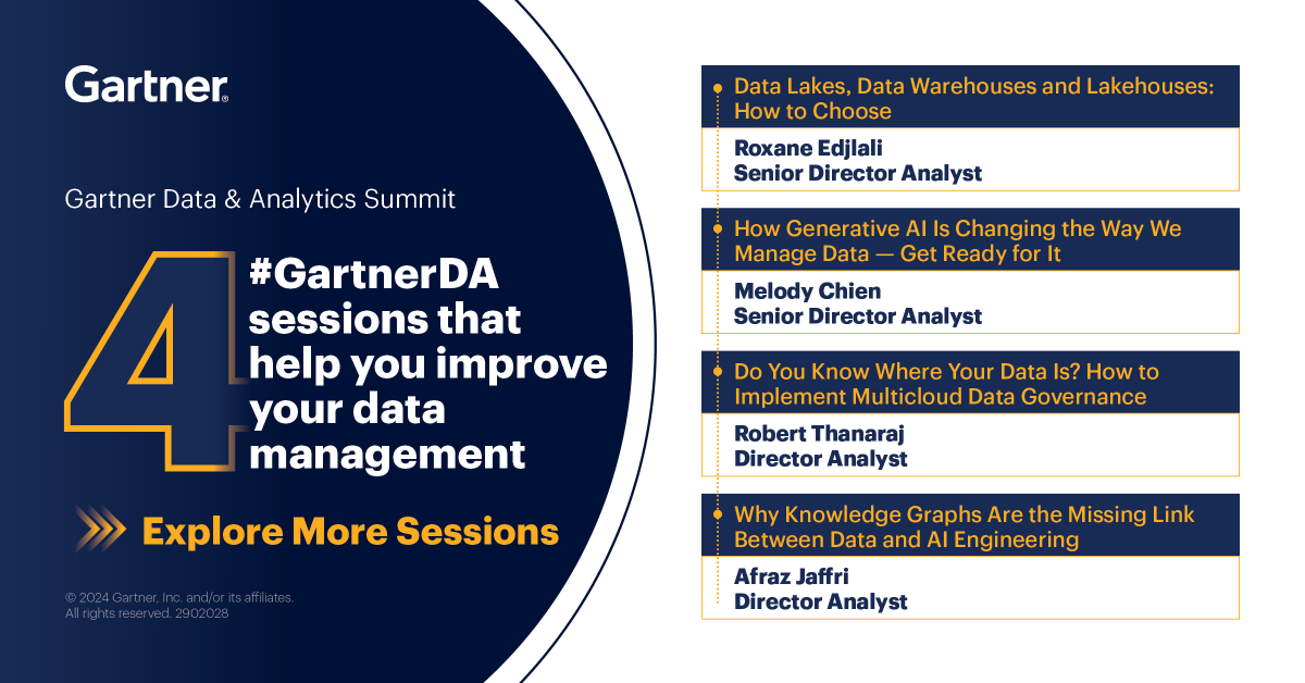 #IN #Data is the most important asset of an organization, central to #analytics, AI and machine learning. 

Explore key #GartnerDA data management-focused sessions that can help you develop effective future #DataManagement strategies: …