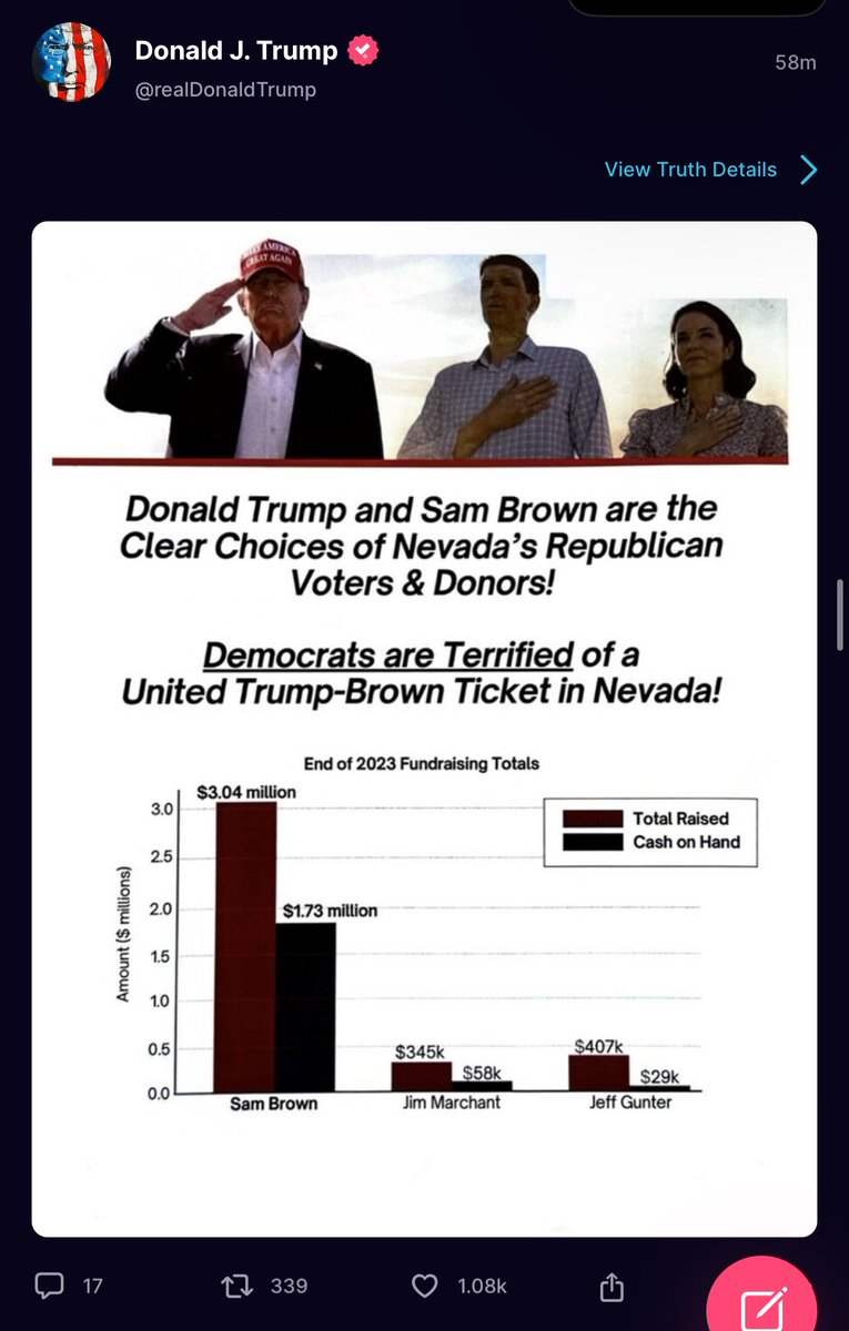 .⁦@realDonaldTrump⁩: Democrats are Terrified of a Trump-Brown Ticket in Nevada!
