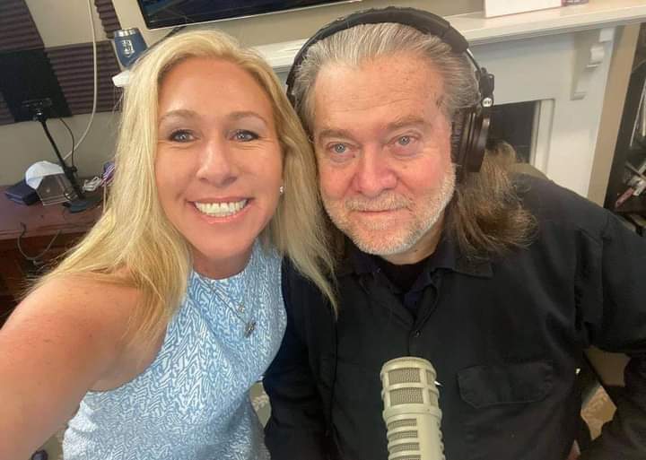 Who else thinks MTG is Bannon in a dress? She's wagering our country won't have another 9/11. Or maybe she's counting on another January 6th? Terrorism is Terrorism be it international or domestic. #wtpGOTV24 #wtpBLUE #DemVoice1