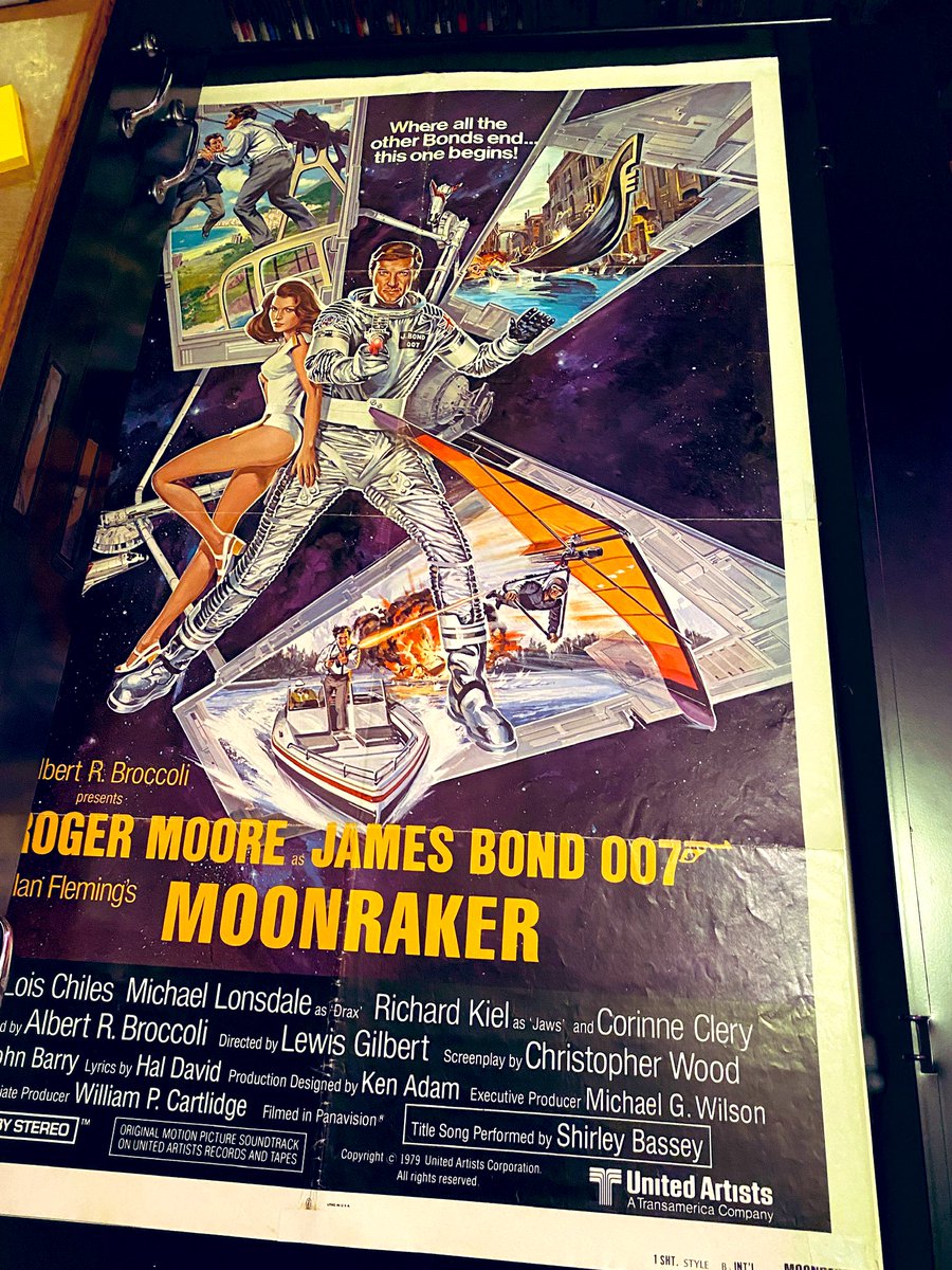 In my collection: Roger Moore is #JamesBond in “Moonraker” (1979) Original One-Sheet #MoviePosters! 🚀 Art by the legendary Dan Goozee! 💫