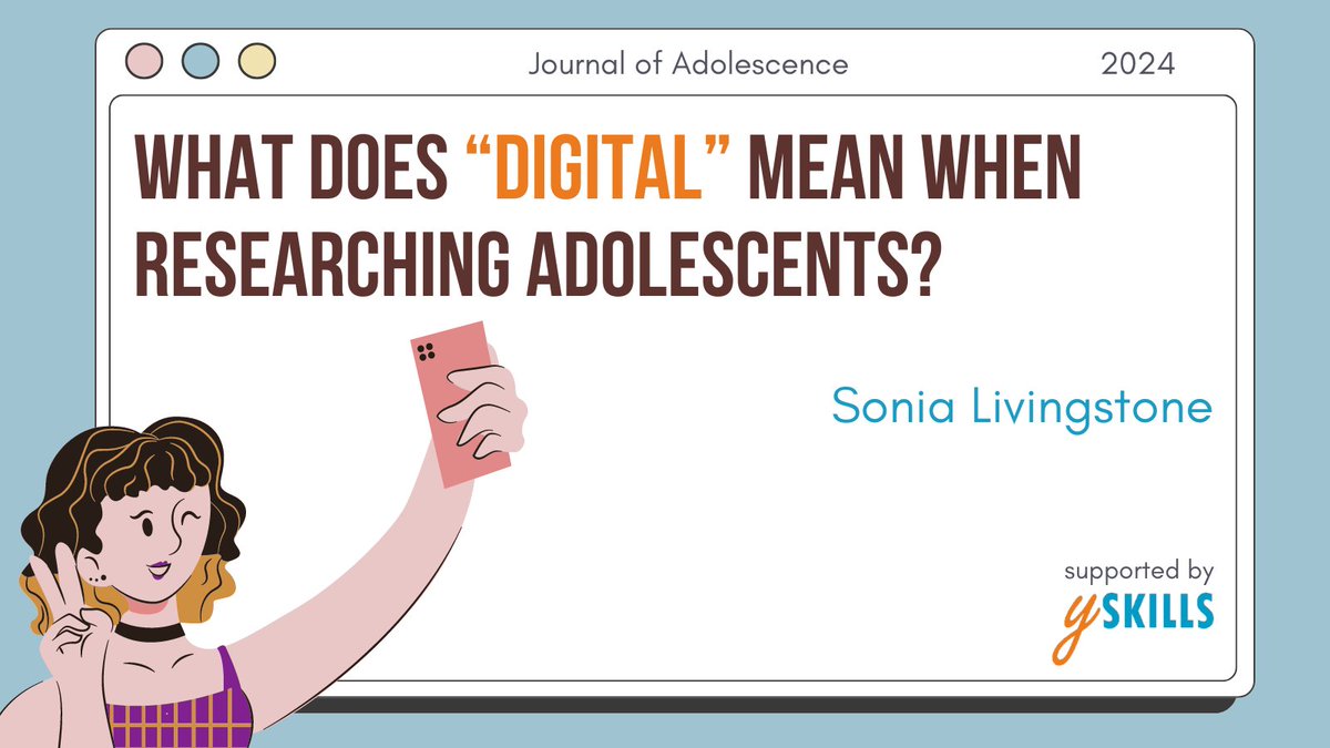 1/7: 🚨#Published: My introduction to a special issue of Journal of Adolescence advocates clarity & specificity about 'the digital” when researching #adolescence #mentalhealth 📚o/a paper at: doi.org/10.1002/jad.12… #DigitalFutures4Children @ySKILLS #teens #safety @MediaLSE