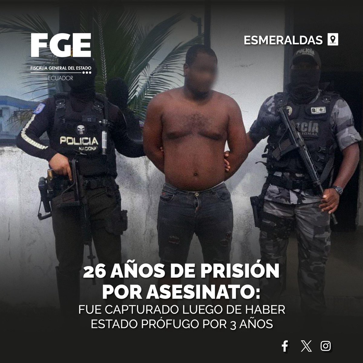 #ATENCIÓN | #Esmeraldas: las pruebas presentadas por #FiscalíaEc demostraron que el procesado ingresó a la vivienda de la víctima y le disparó. Tribunal sentenció a Javier David C. V., alias ‘Gordo’, por #asesinato. Detalles ⬇️ tinyurl.com/55ssxf6j