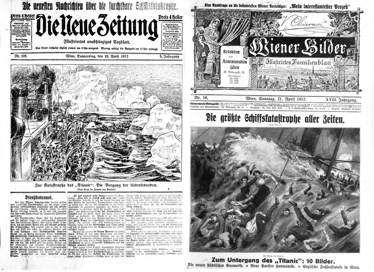 The sinking of the #Titanic during the night from 14 to 15 April 1912 was one of the first and most significant international news stories of the early 20th century, with newspapers around the globe featuring daily updated stories and reports. Learn more➡️bit.ly/2rbL1Hl