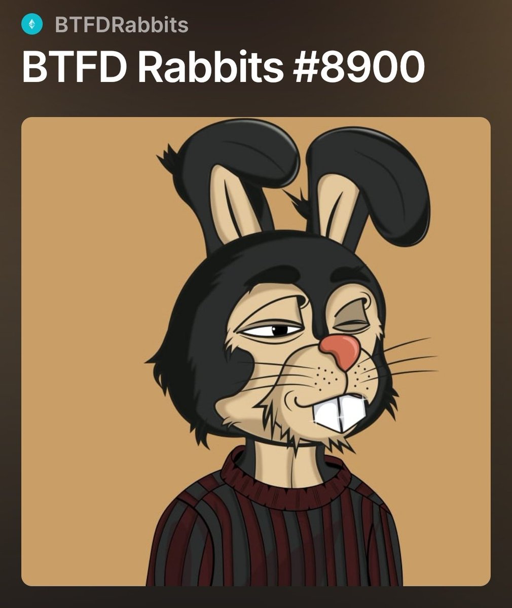 Thank you @BTFDRabbits for this amazing guy. Inthink it looks like me, actually 😁🙏❤️❤️❤️🐰 Can't wait to chat with you today.