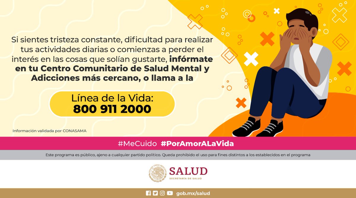 La ansiedad puede evolucionar y convertirse en trastorno de salud mental Aquí algunos de los síntomas 👇🏽 Si necesitas ayuda, llama a la @LineaDe_LaVida 800 911 2000 o acércate a los Centros Comunitarios de Salud Mental y Adicciones Más información: bit.ly/43SWnBG