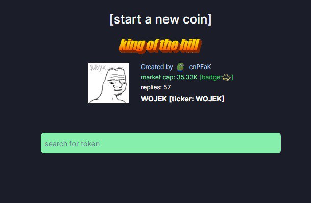 WojekSOL's tweet photo. hooz dat?

$WOJEK king of the hill 👑

#pumpdotfun #SolanaMemecoin https://t.co/HwWFpBFbBM
