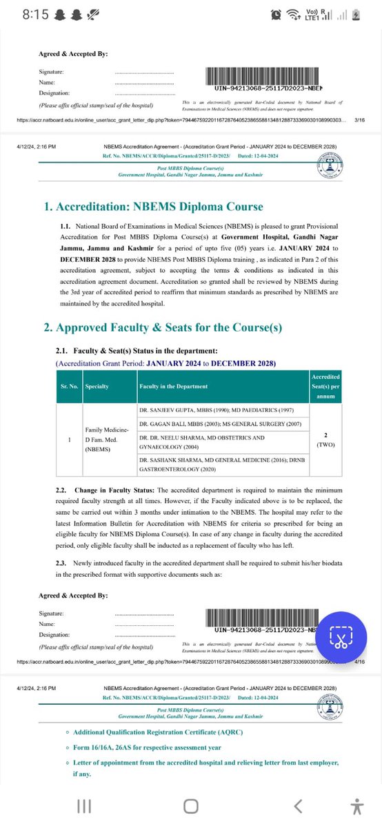 Another milestone achieved! Govt. Hospital Gandhi Nagar Jammu granted 2 seats in DNB Diploma in Family Medicine.. @OfficeOfLGJandK @SyedAbidShah @DrRakesh183