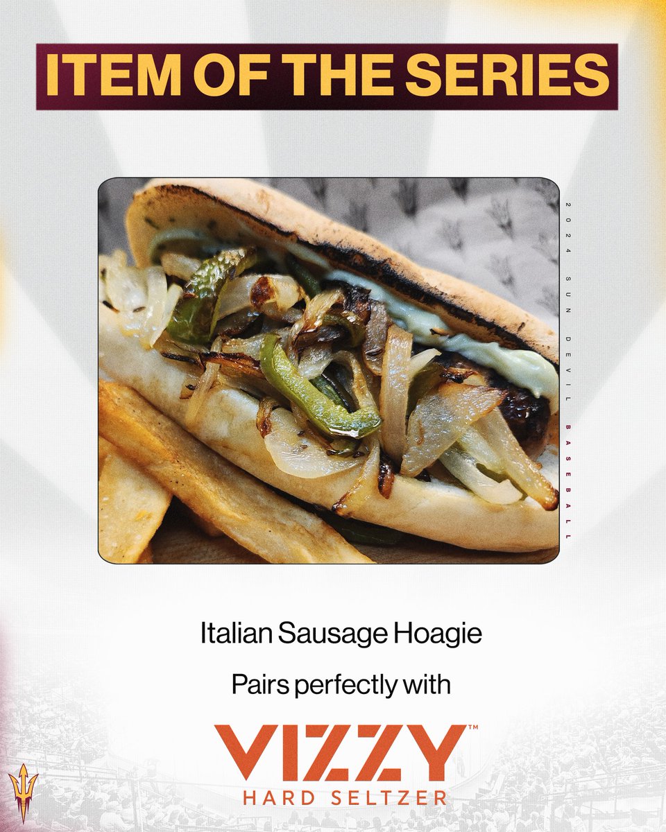 Sun Devils! Check out our Food Item of the Series this weekend! Italian Sausage Hoagies will be available next to the 3rd Base concessions all weekend long.