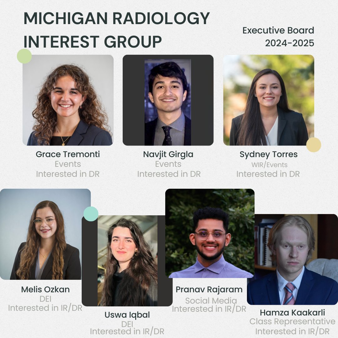 Introducing the new MRIG E-board for the 2024-2025 Calendar year! We're excited to continue connecting with the radiology community, and increasing opportunities for early medical student exposure to radiology. As always, go blue! @UMichRadiology #RadLeaders #FutureRadRes #goblue