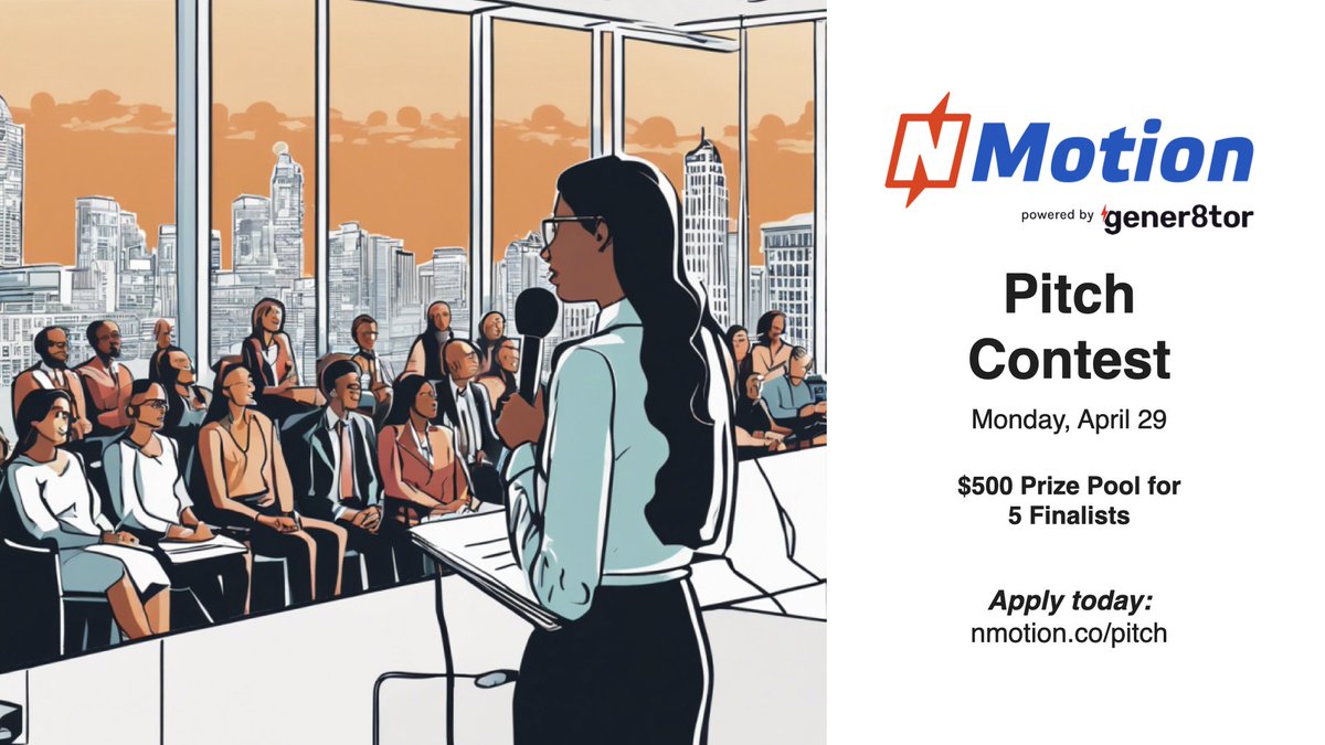Do you have an idea for a startup in your head? Have you already launched it and want to share it with the world? Apply for the NMotion Pitch Contest today! You'll get expert coaching and have the chance to win the $250 top prize. Learn more at nmotion.co/pitch