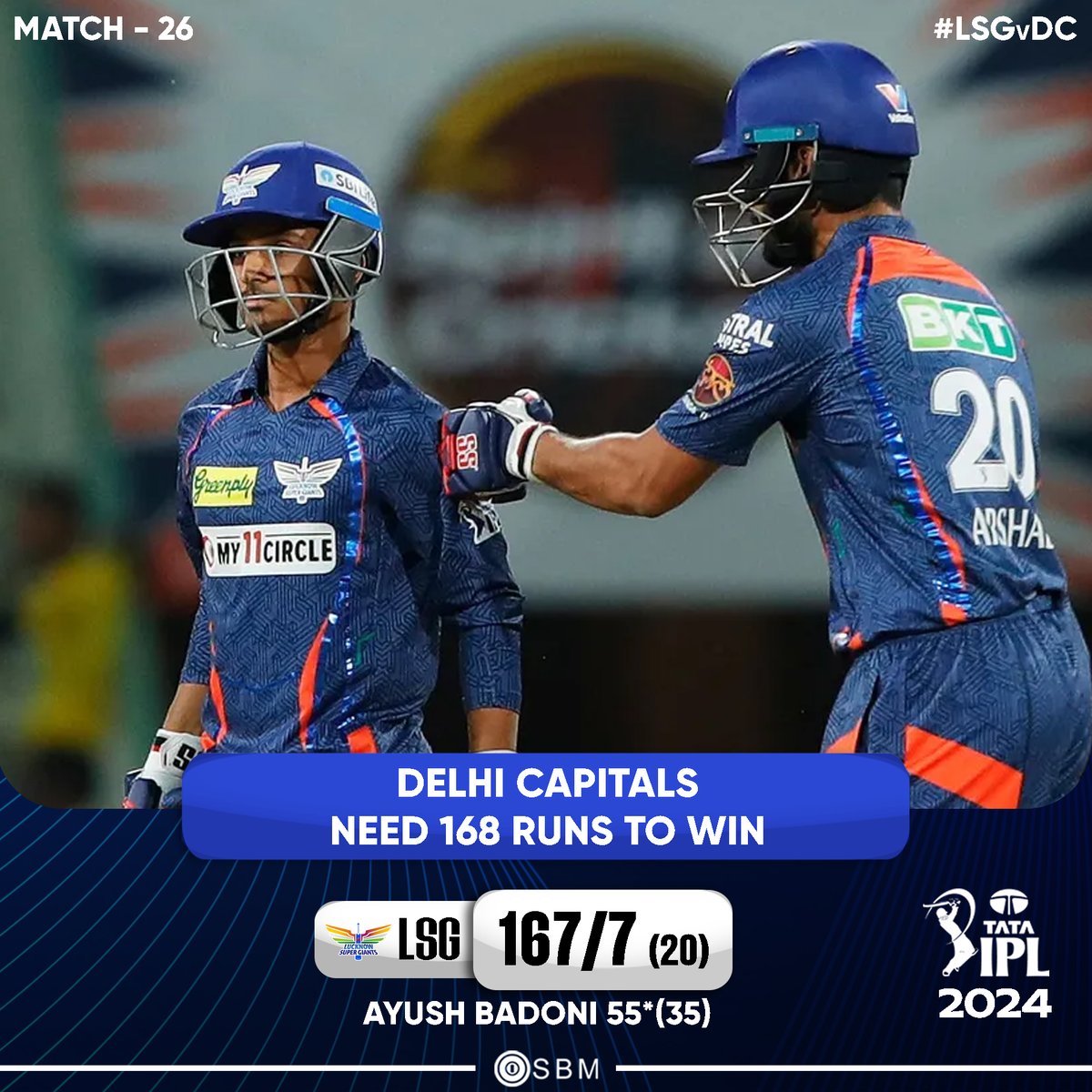 Ayush Badoni and Arshad Khan's brilliant partnership takes LSG to a good total. Can DC chase it down? #AyushBadoni #ArshadKhan #KLRahul #NicholasPooran #KuldeepYadav #DavidWarner #LSGvDC #LSGvsDC #IPL #IPL2024 #Cricket #SBM