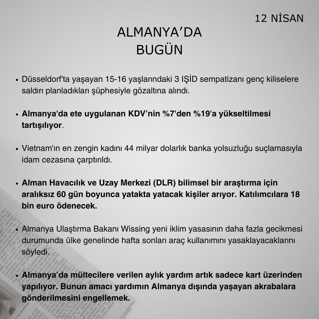 Almanya’da Bugün | 12 Nisan 2024