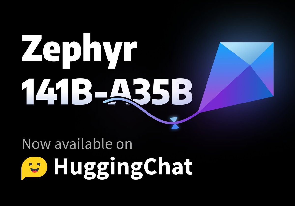 Welcome Zephyr 141B to Hugging Chat🔥 🎉A Mixtral-8x22B fine-tune ⚡️Super fast generation with TGI 🤗Fully open source (from the data to the UI) huggingface.co/chat/models/Hu…