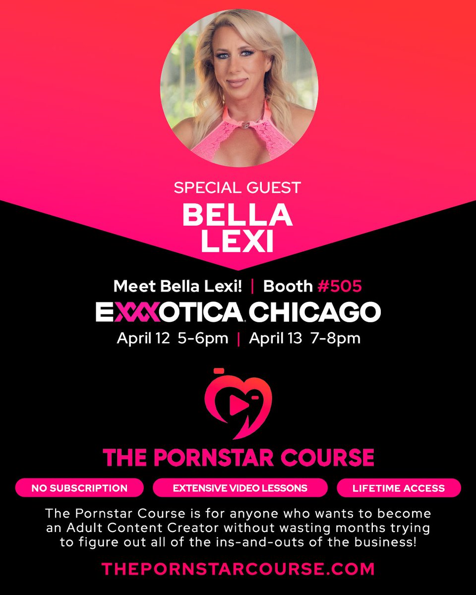 Stop by the @PornstarCourse @Exxxotica Booth #505 to meet @real_bella_lexi today from 5-6PM!