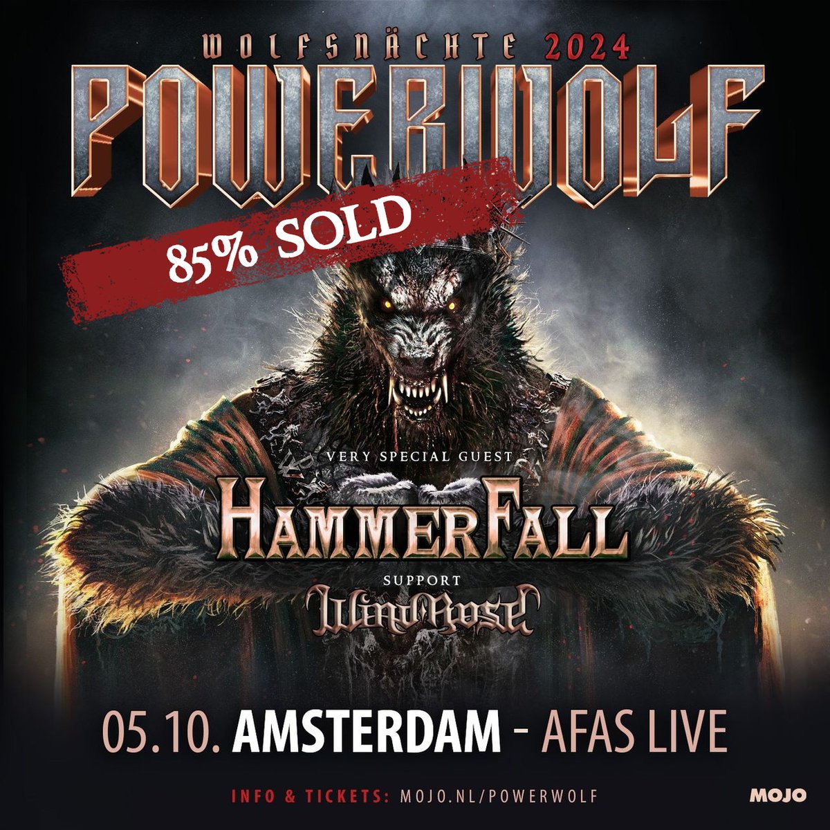 And it doesn't stop! Amsterdam is the next city to announce a Low Ticket Warning for our upcoming Wolfsnächte Tour with Hammerfall and Wind Rose! We can't believe how huge the rush is so many months before the tour, this will be by far the biggest Powerwolf tour ever! #powerwolf