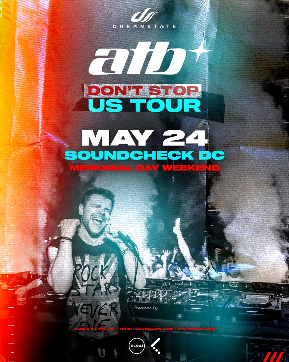 JUST IN!⭐️ @DreamstateUSA presents: @atbandre’s 𝗗𝗢𝗡'𝗧 𝗦𝗧𝗢𝗣 US Tour at @soundcheckdc on Friday, May 24th [Memorial Day Weekend]!☁️ Tickets on sale now! → bit.ly/ATB24
