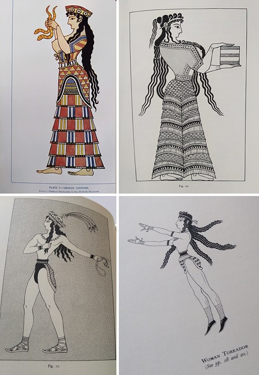 Illustrations produced for 'Aegean Costume' from the book, 'Ancient Greek, Roman and Byzantium Costume and Decoration' by Mary G. Houston (A&C Black, 1947).