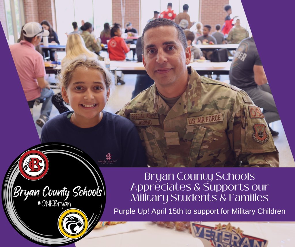 Wear Purple Monday, April 15th to support Military Children.