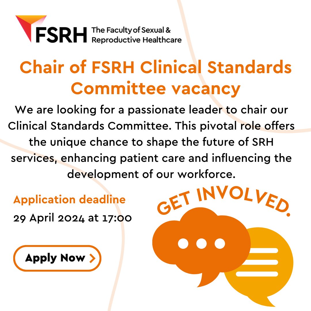 🌟 Exciting Opportunity🌟 We are seeking a passionate leader to chair our CSC. This role offers the chance to shape the future of SRH services, enhancing patient care and influencing the development of our workforce. Deadline: 29 April at 17:00 Apply now: l8r.it/fLVG