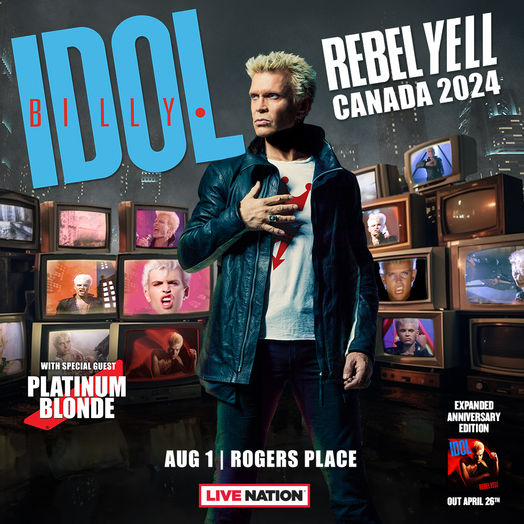Oh, it's a nice day to get @BillyIdol tickets 🤘 Grab your seats for the Rebel Yell Canada 2024 tour and see him live at #RogersPlace on August 1! More info/tickets: RogersPlace.com/BillyIdol