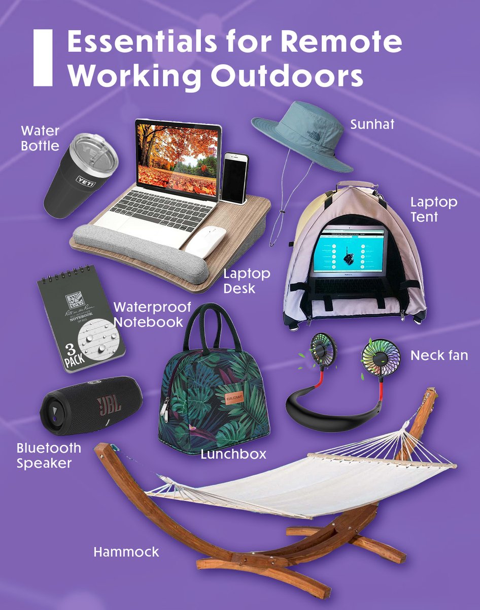 Embrace the benefits of working outdoors - it boosts creativity, productivity, and overall happiness! 

Take a look at these outdoor work essentials to help you work comfortably while enjoying that spring weather! 🌼🌳

#RemoteWork #OutdoorOffice #WellnessAtWork