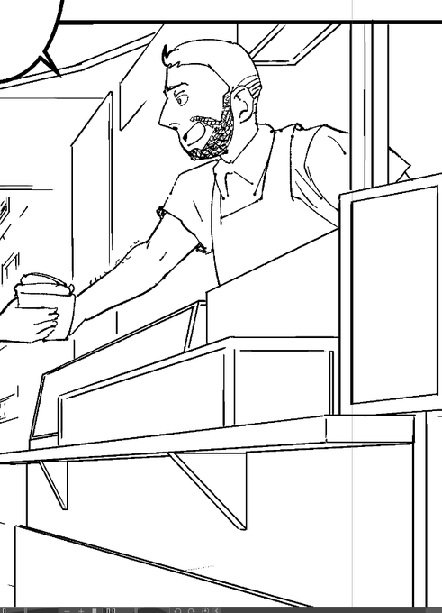 こちらは屋台のパニーノ屋おじさんが
思った以上にイタリア人ぽく描けたの図です 