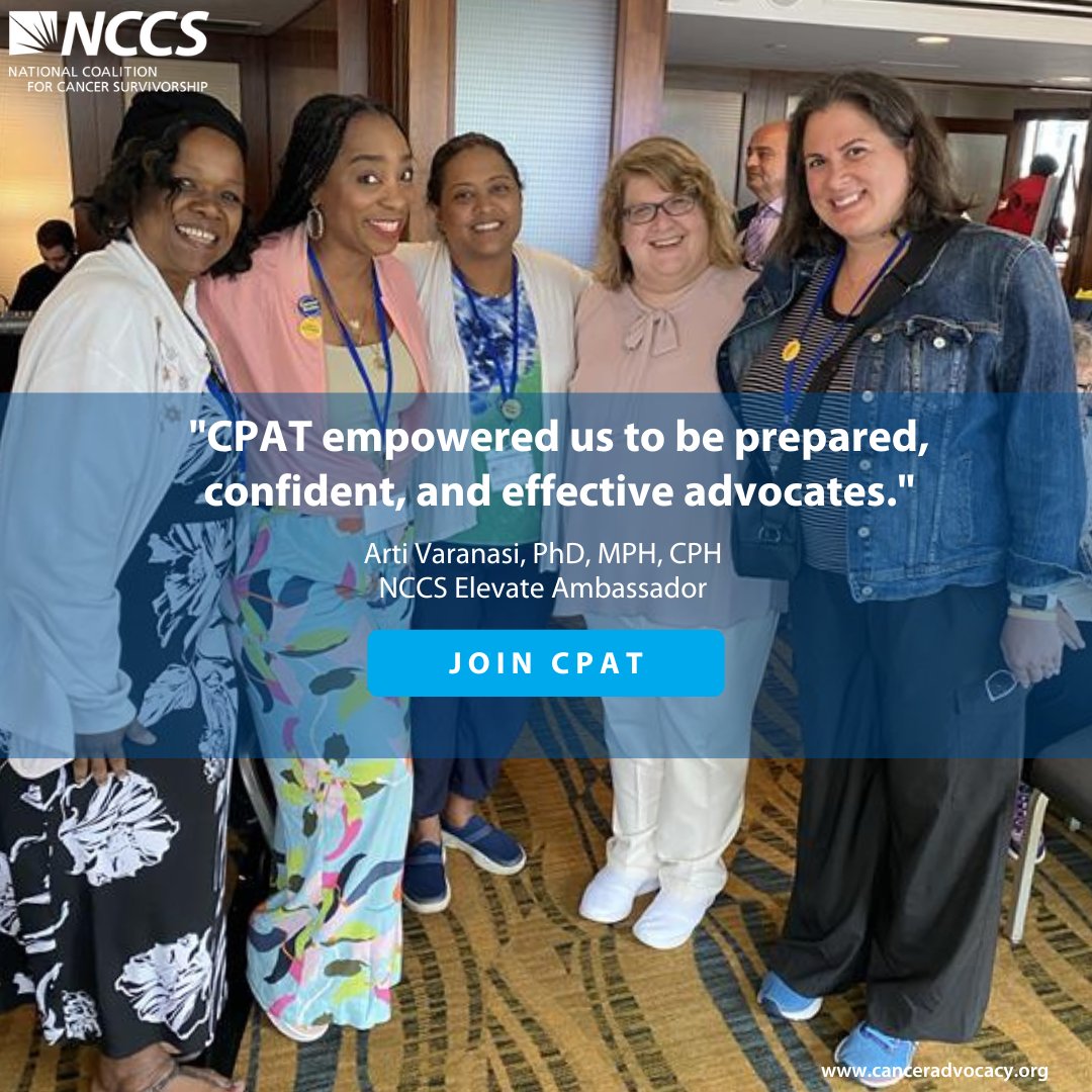 Join us June 26-28 in Arlington, VA for the 2024 CPAT Symposium. This event helps new & experienced advocates develop advocacy skills, advocate for cancer policy on Capitol Hill, and learn about survivorship topics impacting their lives. Register now: tinyurl.com/4ud8djrs
