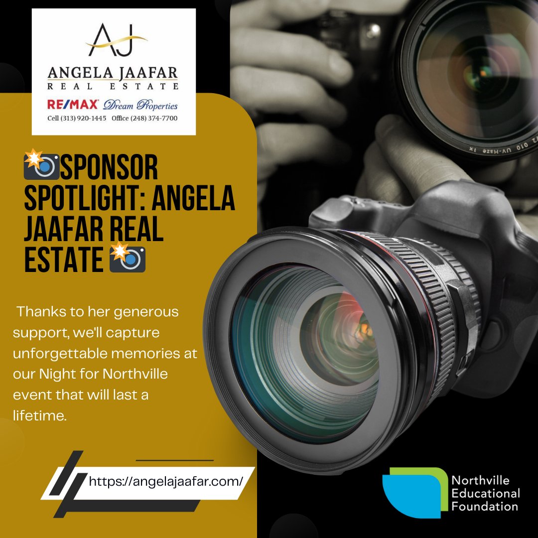 📸✨ Sponsor Spotlight: Angela Jaafar Real Estate ✨📸 We're thrilled to shine the spotlight on Angela Jaafar Real Estate as our esteemed photo sponsor for Night for Northville! 🌟 Thanks to her generous support!