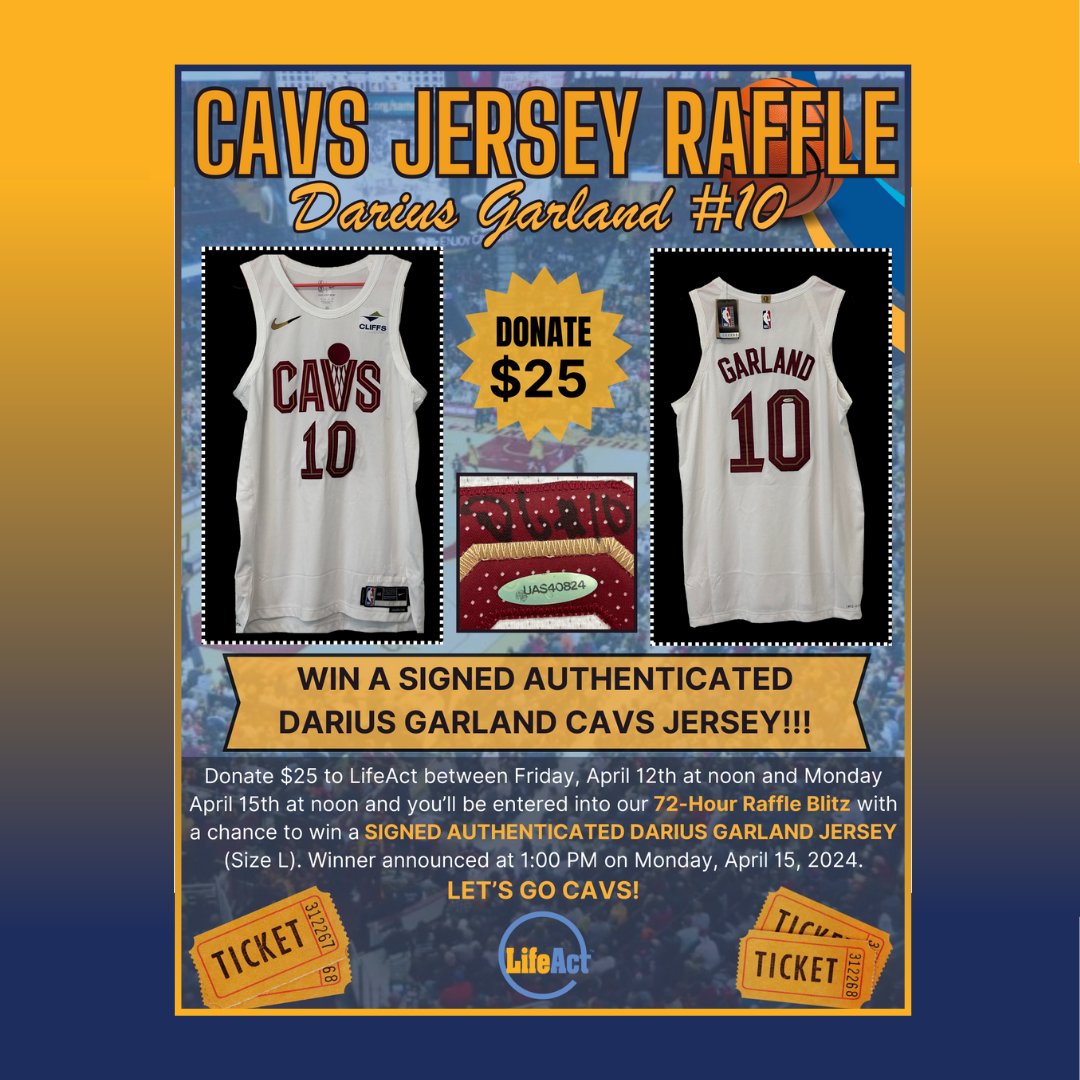 One lucky winner will be wearing their new Darius Garland Cavs Jersey for the NBA playoffs start on April 20th. Your donation will help LifeAct fund our mission to educate even more teens about depression awareness and suicide prevention in the coming year.