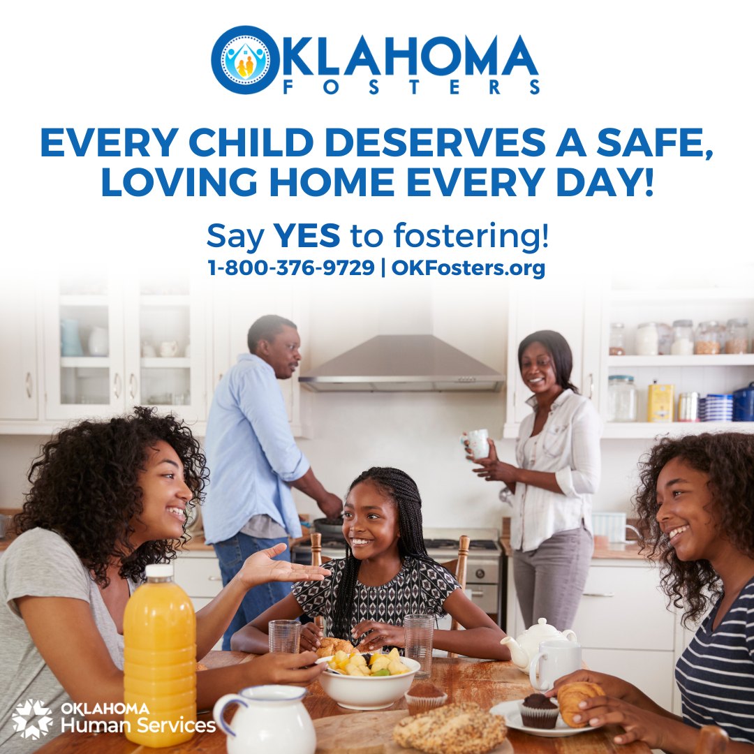 Friday Share from Oklahoma Fosters! Foster parents don’t just foster children, they foster families too, to support parents and children as they become healthy and whole again. Say YES to fostering today! Learn more: okfosters.org. #OKFosters