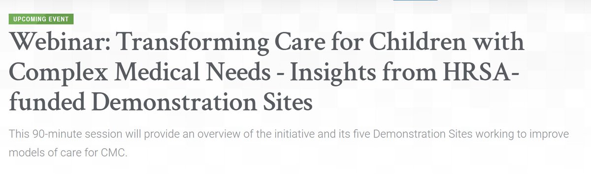 Discover the latest progress in optimizing care for Children with Medical Complexity! Join our webinar on HRSA’s initiative on April 23 at 12pm ET. Register today! academyhealth.org/events/2024-04…