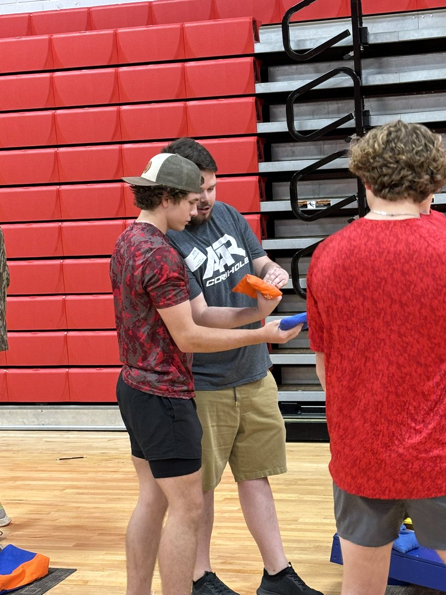 Today American Cornhole League pros and MHS Alums Alex Rawls and Matthew Sorrells visited our PE classes and showed them how to play Cornhole like a PRO!!!! #HorsePower