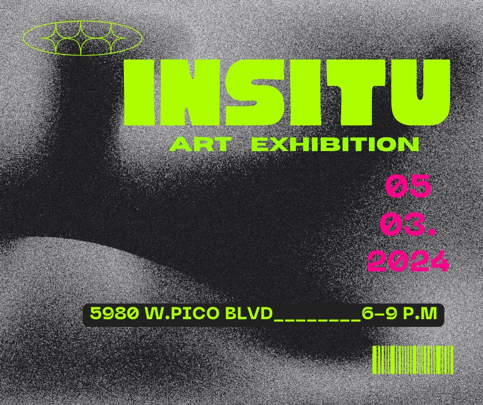 Ready to be immersed in art? 🖌️ Don't miss the 'Insitu' exhibit happening on 5/03/2024 from 6pm to 9pm. Visit us at 5980 W Pico Blvd, Los Angeles, CA 90035. More details at paintedbrain.org. See you there! #LosAngeles #ArtEvent