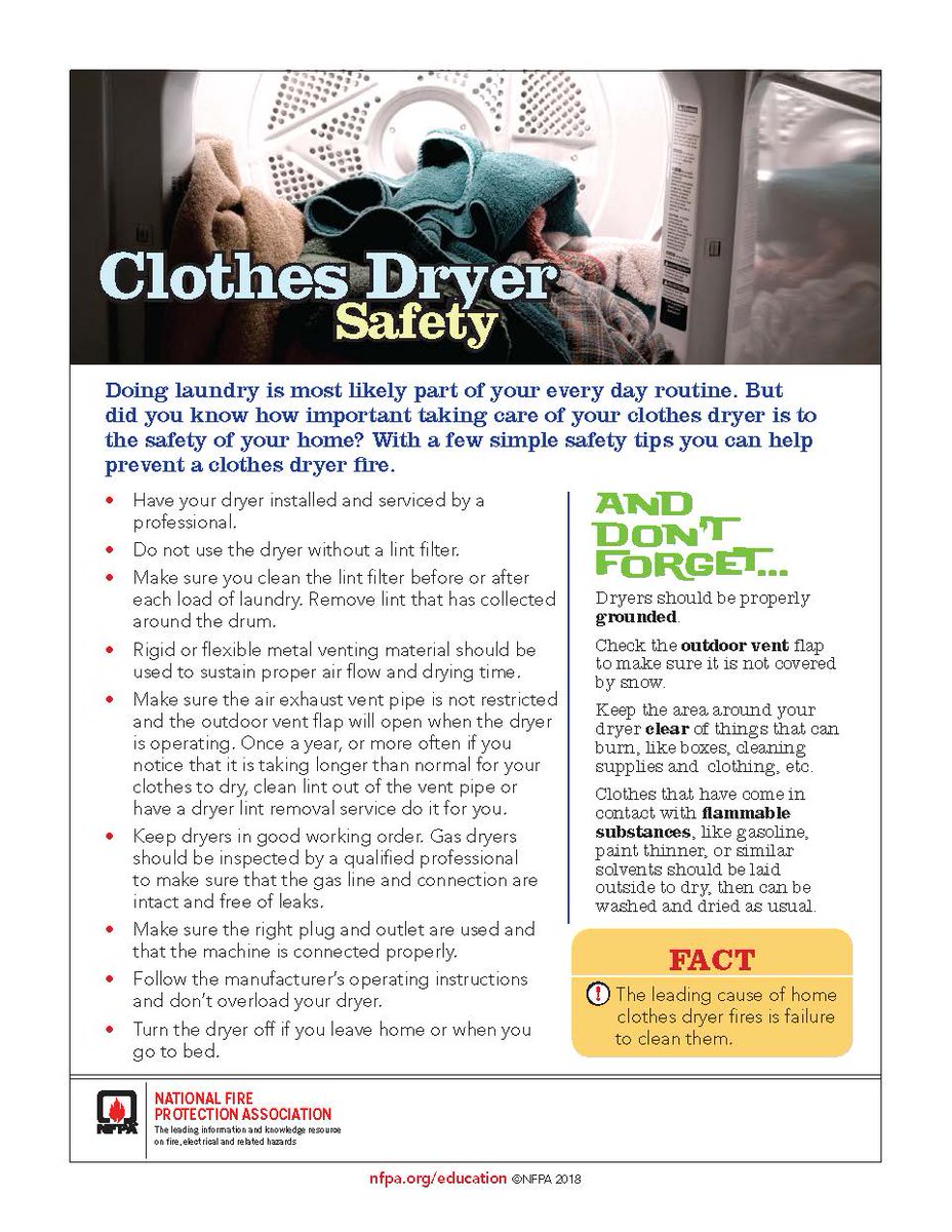 2010-2014, U.S. fire departments responded to 15,970 home fires involving clothes dryers or washing machines each year and the leading cause was the failure to properly clean them. Take steps today to prevent a clothes dryer fire: nfpa.social/V6Lh50RaKIh