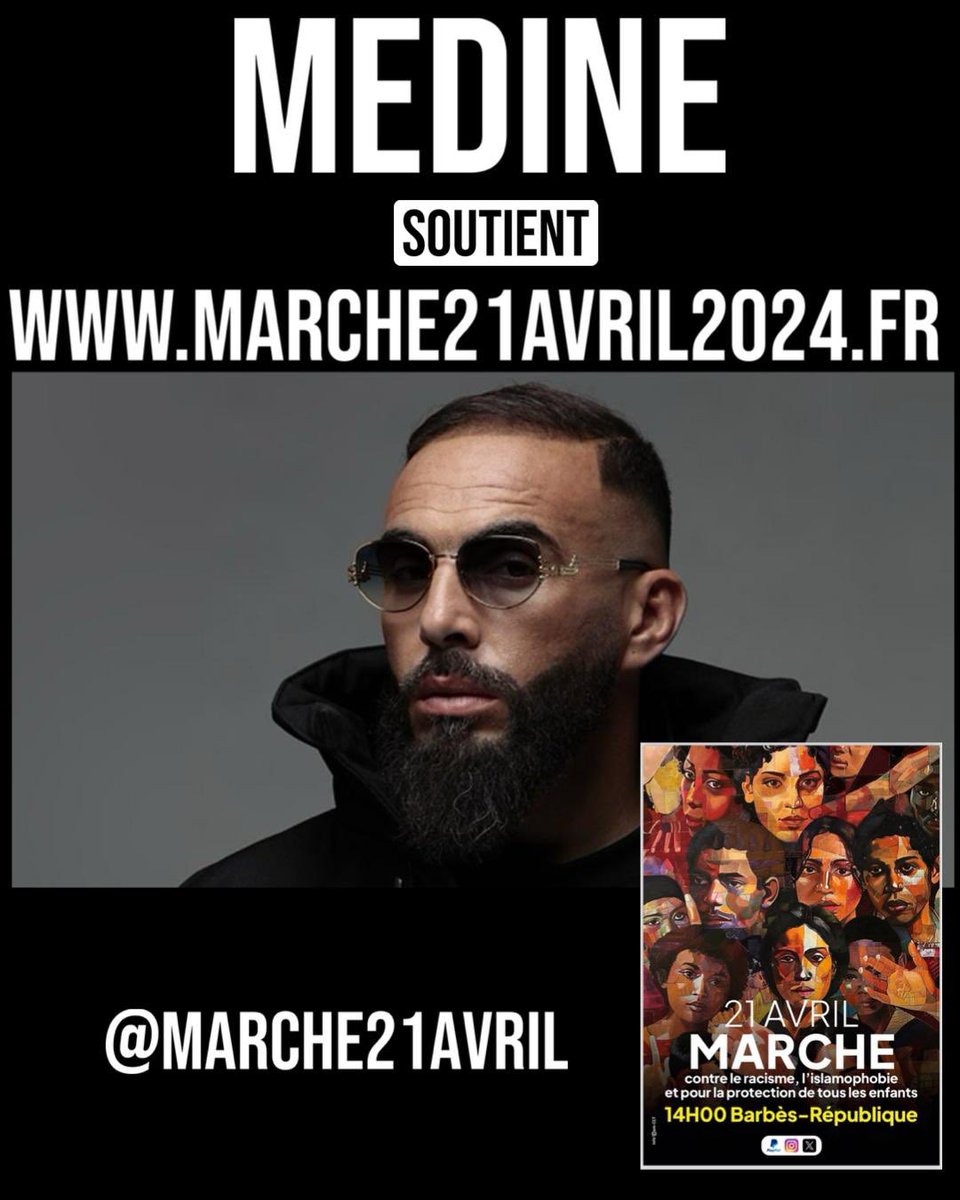 Dimanche 21 Avril ✊ 📍 14h00 Barbès : départ de la marche 📍 18h30 République : Concert gratuit