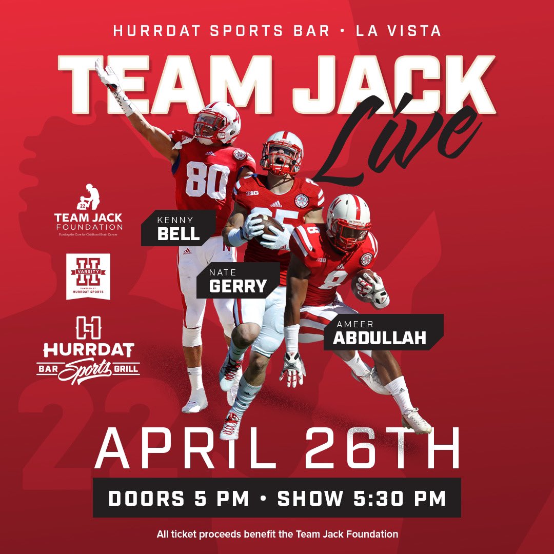 Your primer for the Nebraska spring game is here! @Ameerguapo, @AFRO_THUNDER80 and Nate Gerry together on stage for the first time! All proceeds for this event donated to @TeamJack. Get your tickets: tinyurl.com/mtsu6pnv #Huskers | @HailVarsity