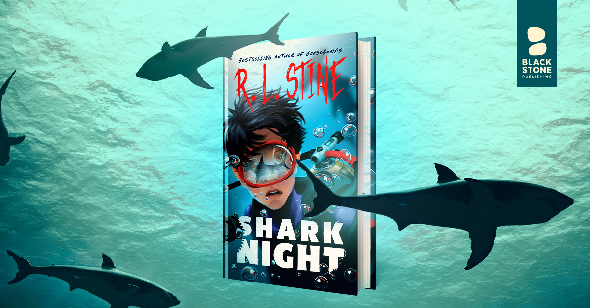 🦈✨📚 It's a #BlackstoneShowcase: #SHARKNIGHT by @RL_Stine, out 7/2! 🦈✨📚 Liam's in a tank with a hammerhead for his mom's film. When a new shark shows up, he faces a bravery test. 😱 Can Liam survive and be a hero on the Danger Channel? Preorder here: blackstonepublishing.com/shark-night-ia…