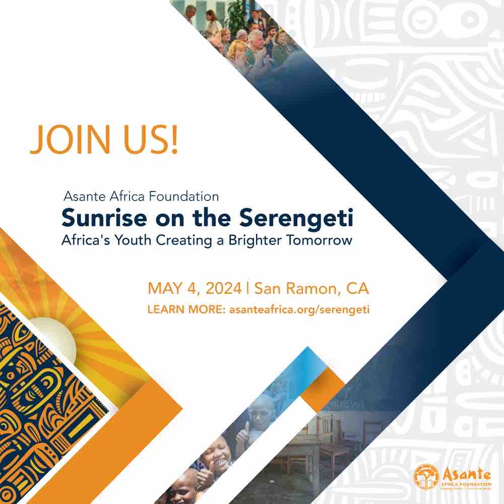 #Didyouknow tickets to “Sunrise on the Serengeti” are discounted through April 21? Save your spot today for an evening of inspiring stories of transformation, delicious cuisine, an exciting auction and much more. Visit asanteafrica.org/serengeti/ to learn more!