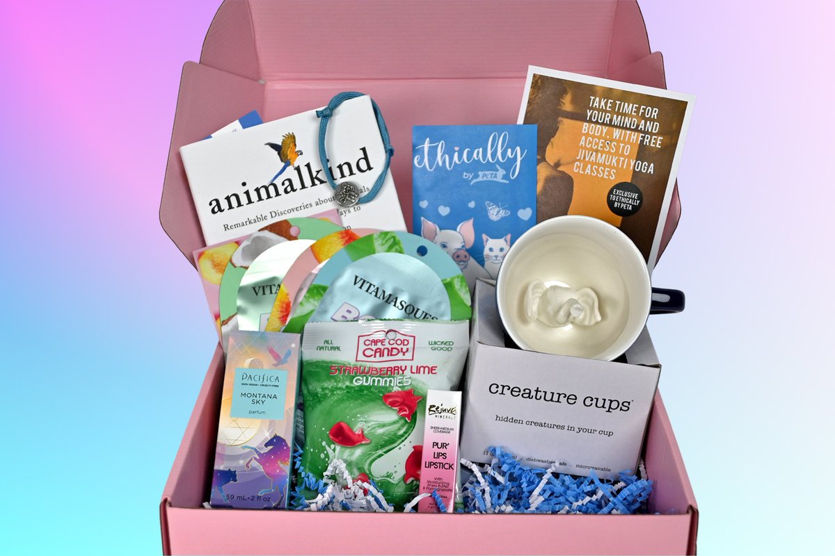 Our new Ethically by PETA box is LIVE in the PETA Shop! It’s a perfect gift with Mother’s Day around the corner. What incredible products from compassionate companies will you discover? ✨ #ProductBox #WellnessBox #VeganWellness #YogaLover #BookWorm #PerfumeLover #VeganBracelet